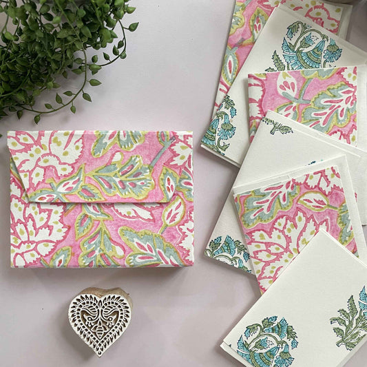 Clara - Block Printed note card and envelope set by The Natural Paper Company
