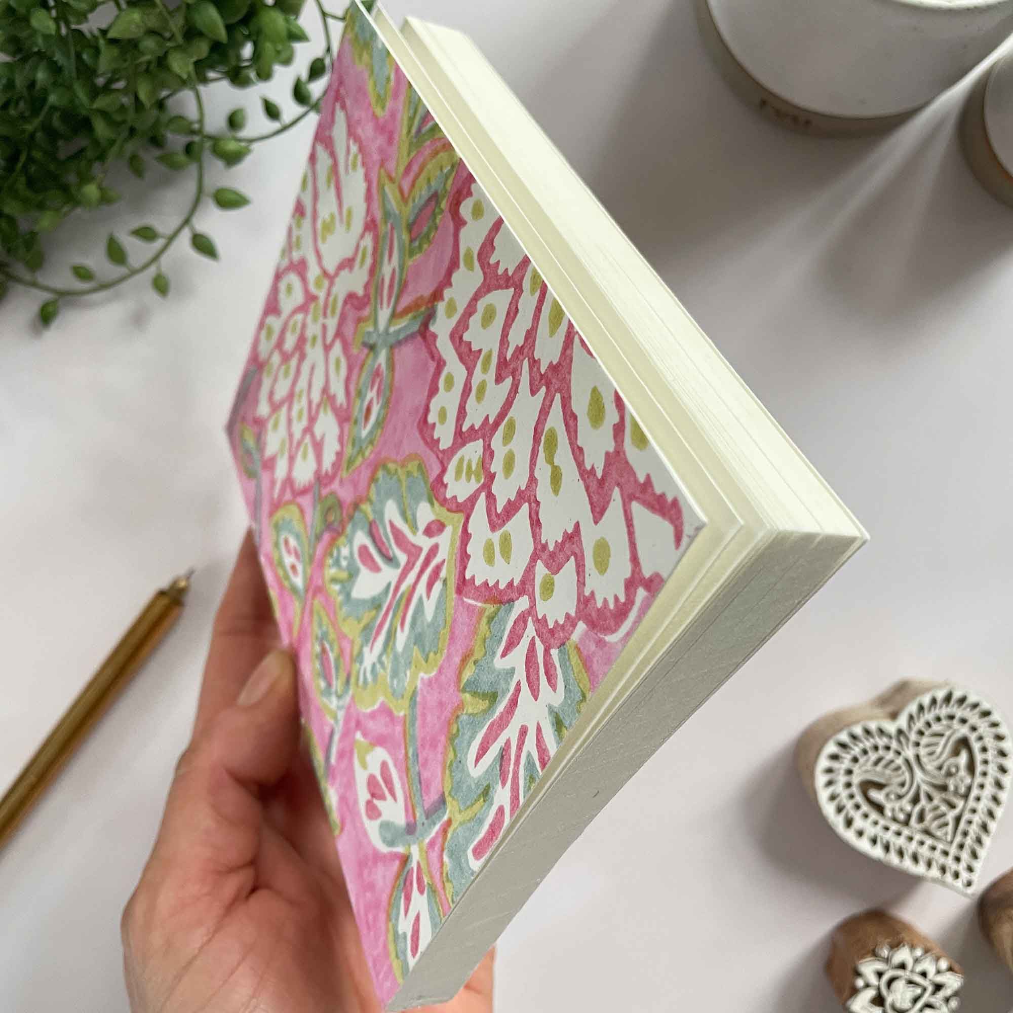 block printed notebook with cotton rag paper pages.  By The Natural Paper Company