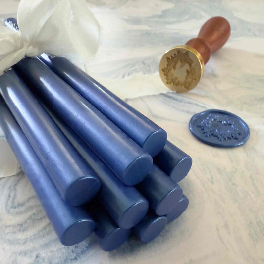 cobalt blue sealing wax sticks.  Use to make Eco friendly wax seals in navy blue.  