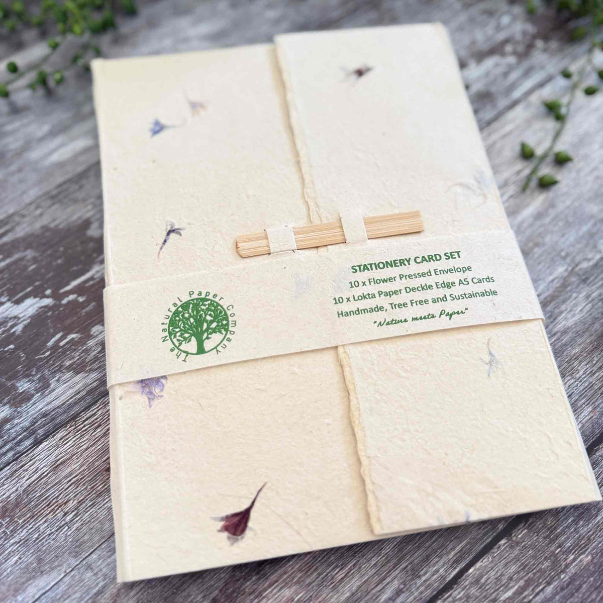 Handmade Cornflower Lokta paper stationery set with 10 writing sheets and 10 envelopes