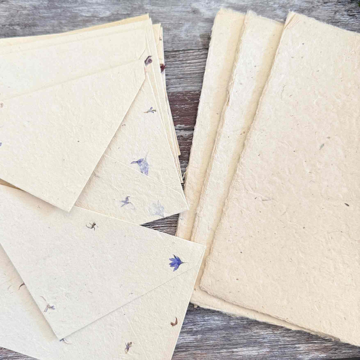 Handmade Cornflower paper envelopes with deckle edge Lokta writing paper