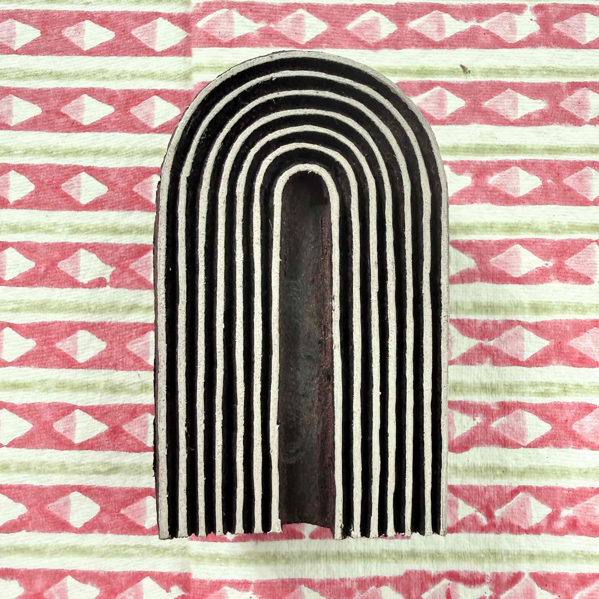 Cove wooden stamp — traditional hand-carved printing block on block printed fabric