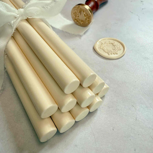 cream sealing wax to make wax seals.  11mm wax sticks to use with a glue gun or melting spoon