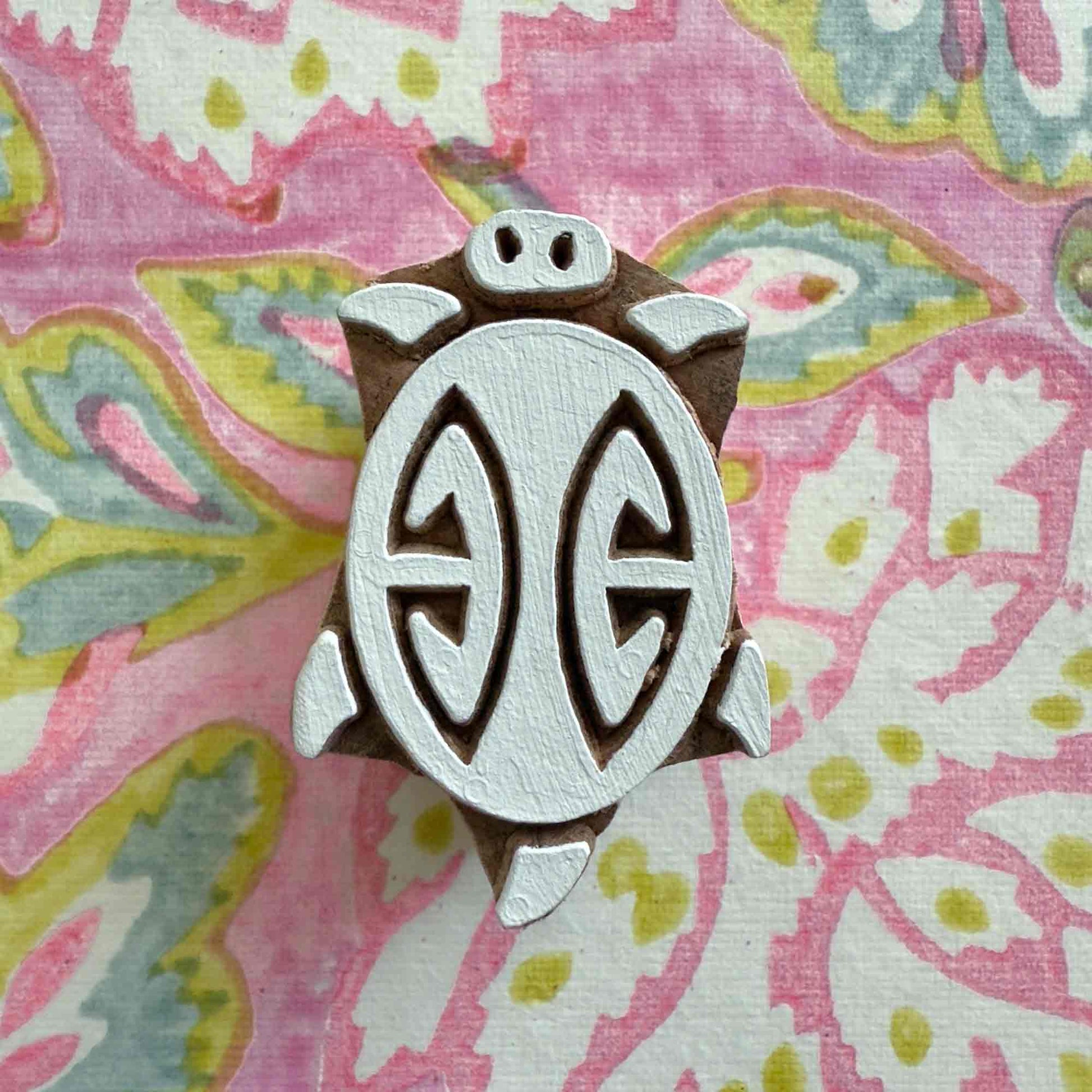 turtle design wood block stamp