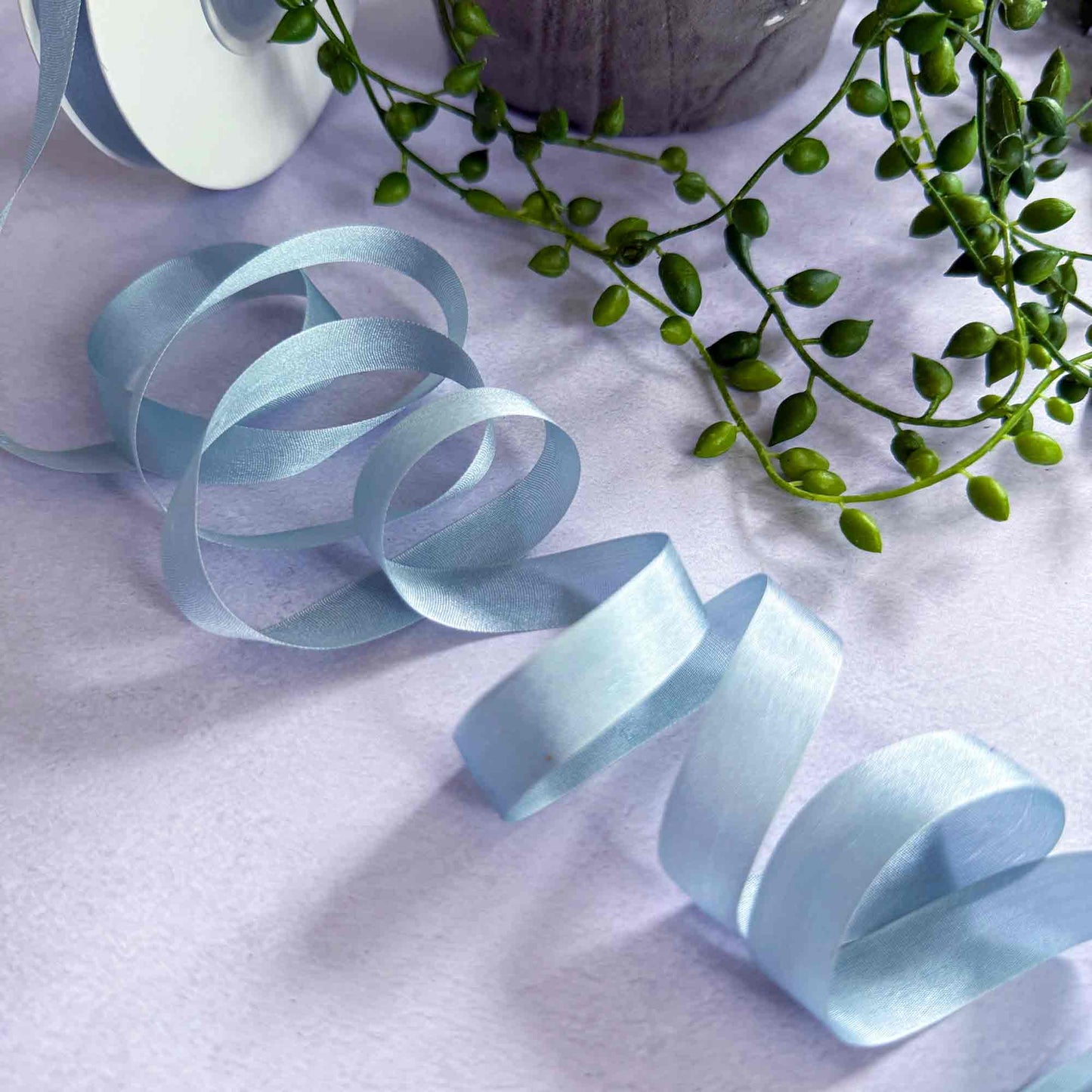 narrow silk ribbon in light blue