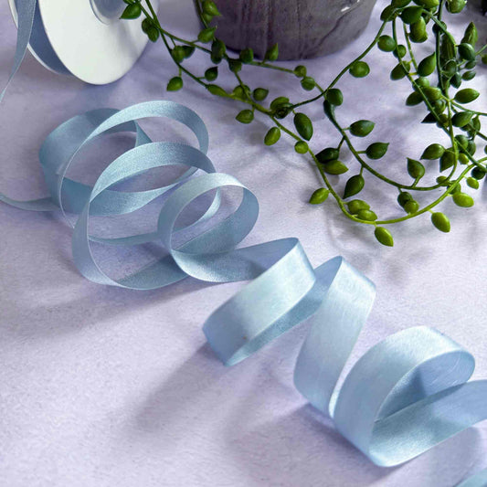narrow silk ribbon in light blue