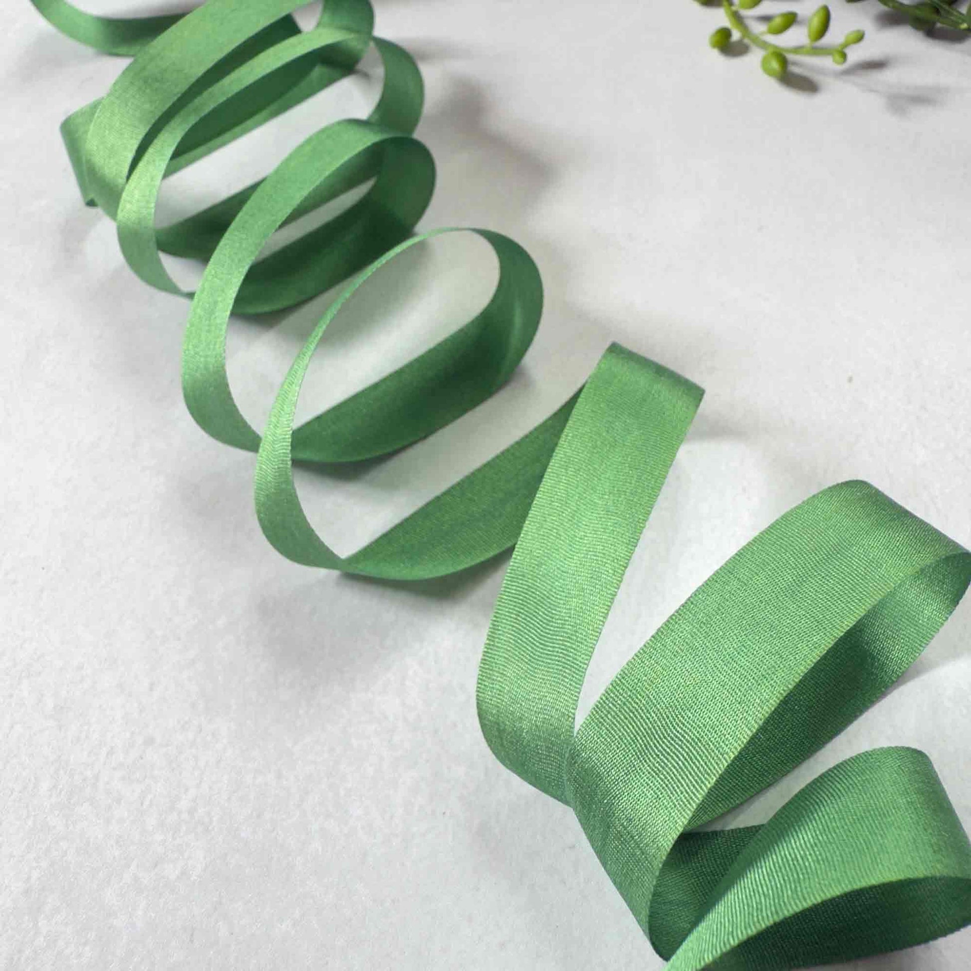 Emerald Green narrow silk ribbon