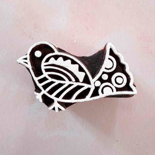 Decorative wooden stamp with bird design 