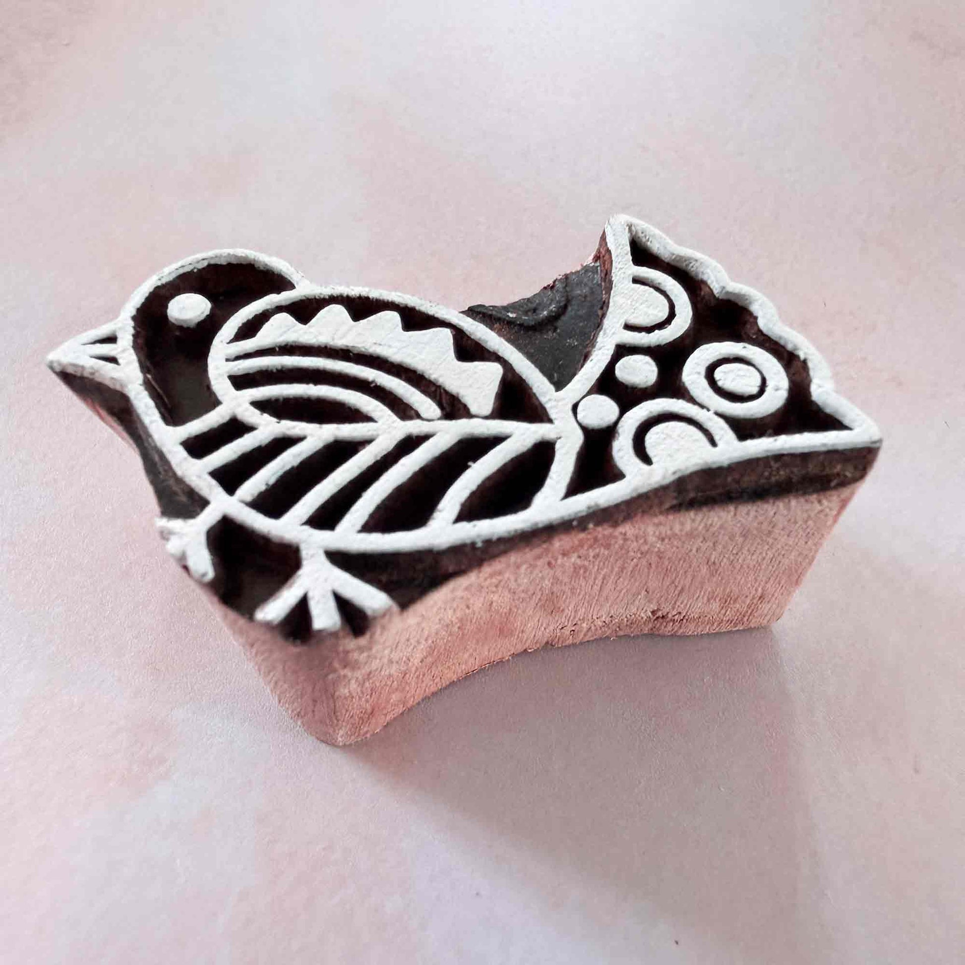 Wooden stamp with bird design 