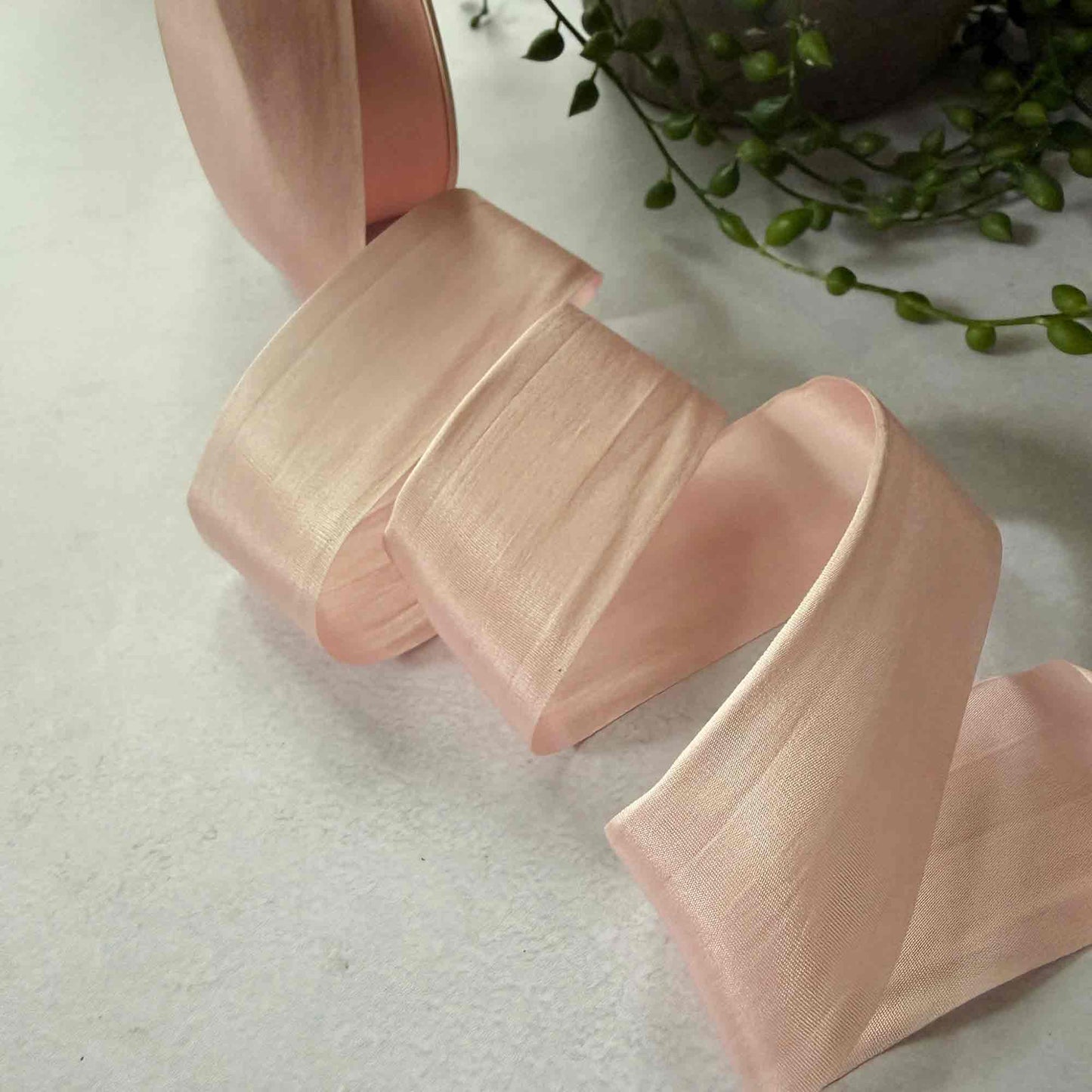 peach colour silk ribbon sold by the metre