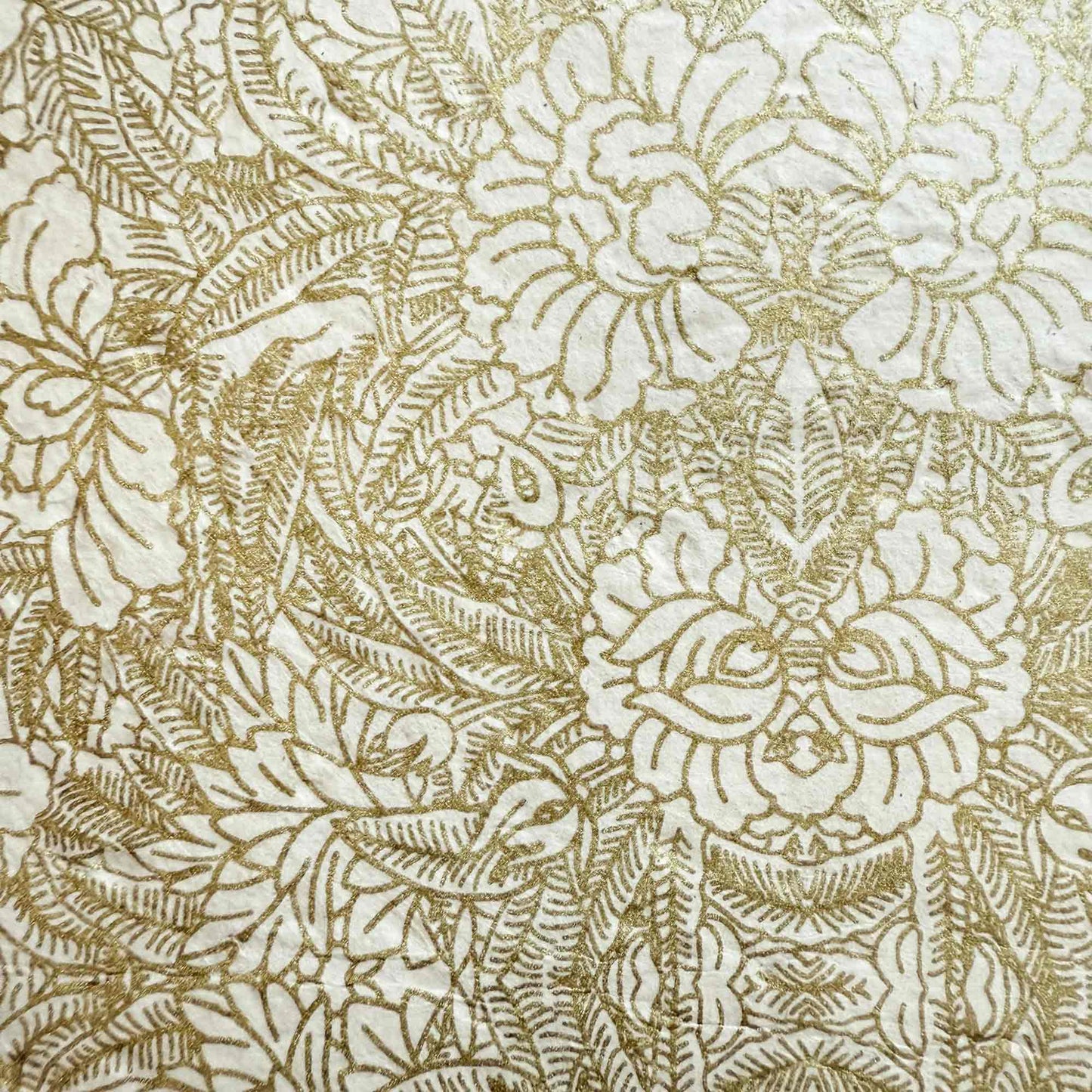 floral pattern lokta paper gift wrap in gold