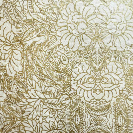 floral pattern lokta paper gift wrap in gold