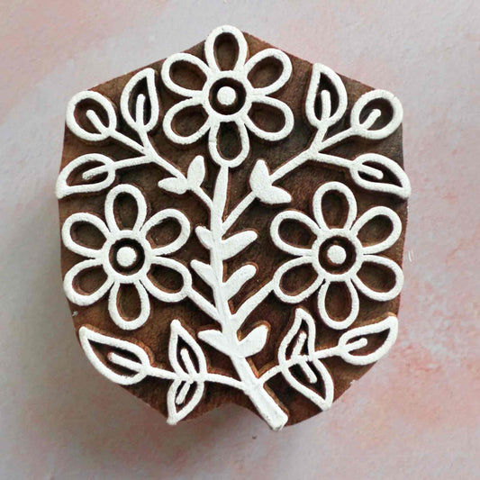 Indian wood block stamp with a pretty flowery pattern