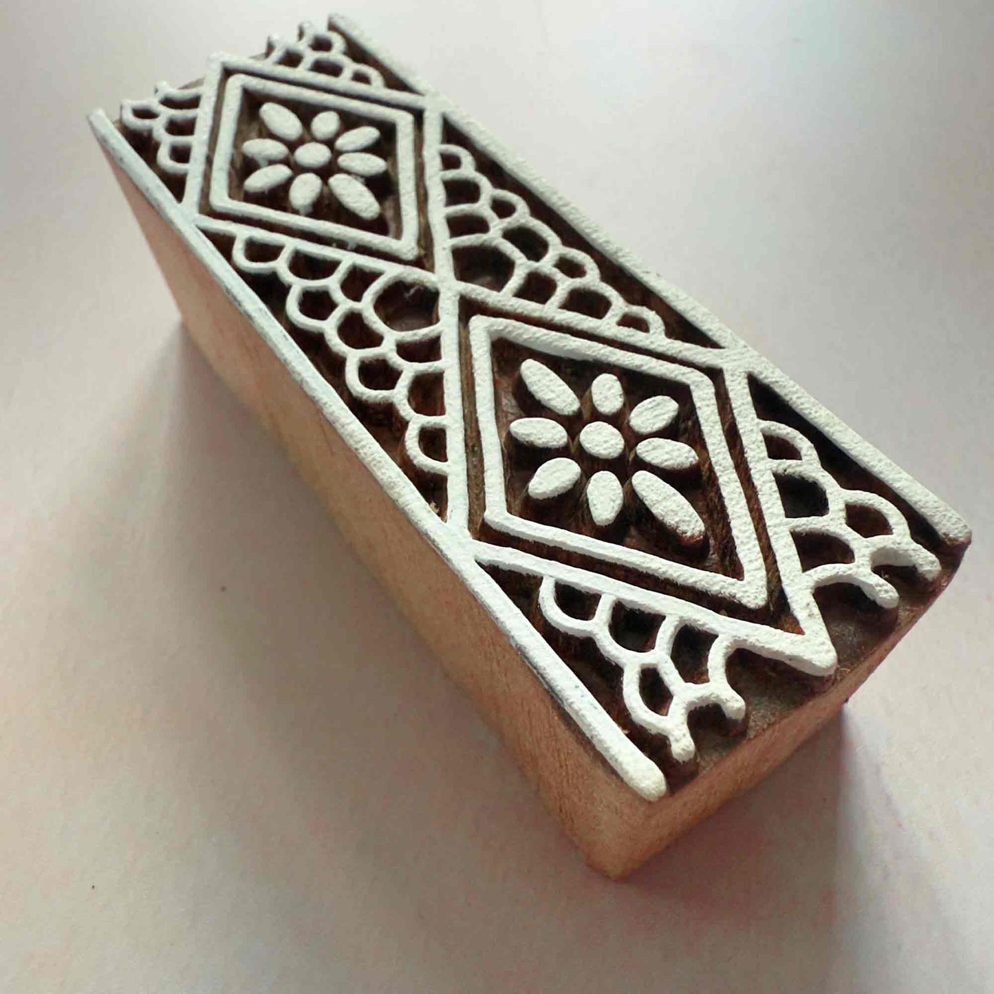 Floral lace border wood block stamp for decorating cards, gift wrapping or fabric