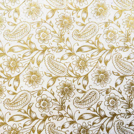handmade lokta paper gift wrap with gold flowers