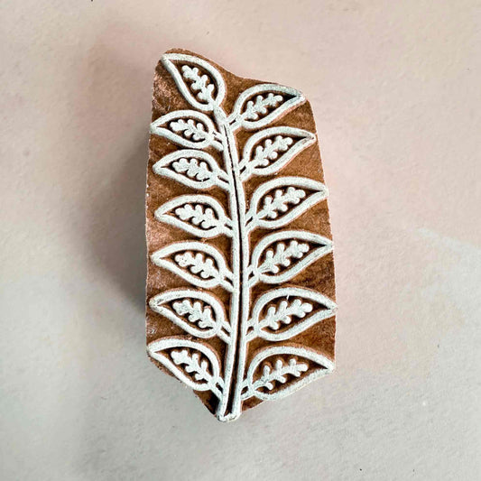 leaf pattern wood block stamp.  Hand made in India
