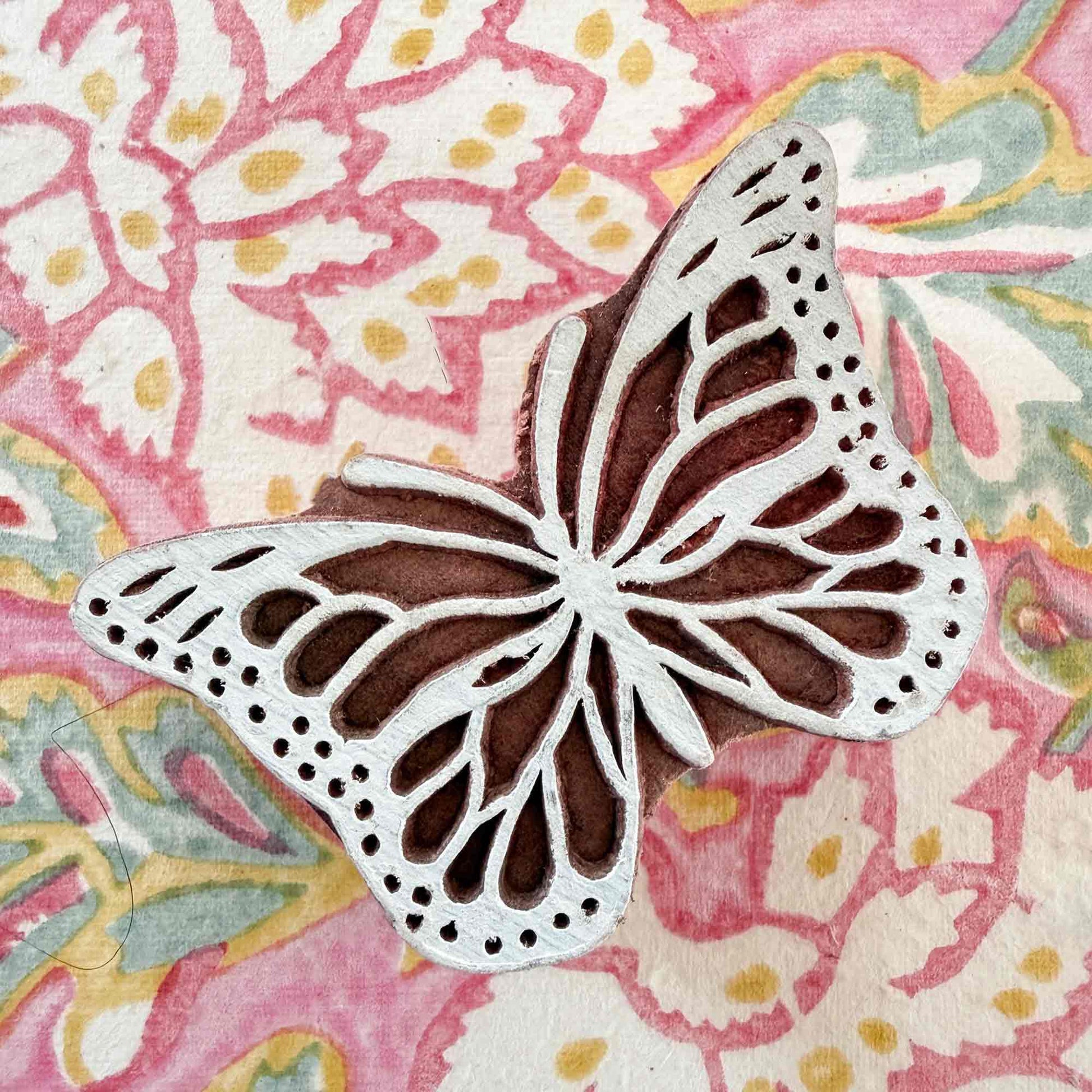 butterfly design wood block stamp
