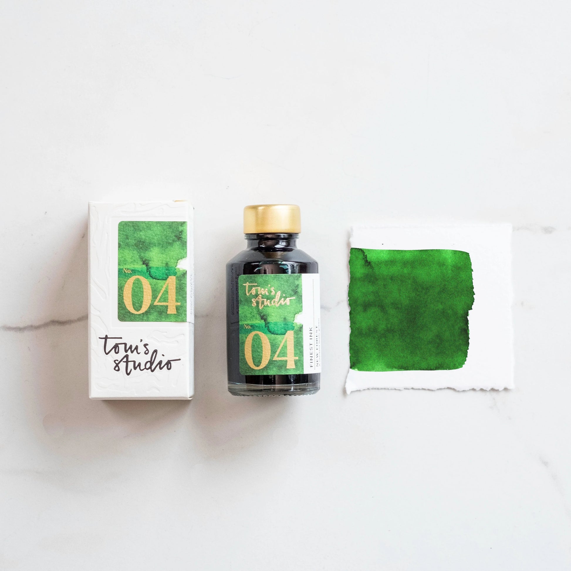 Forest green water based ink for fountain pens and calligraphy.  Refillable ink for Lumos Pro pen by Ton's Studio