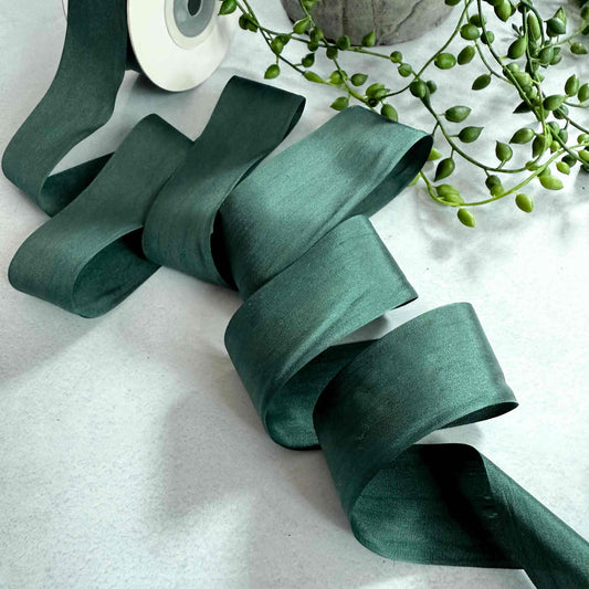 forest green habotai silk ribbon