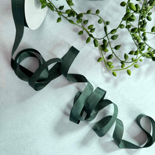 forest green narrow silk ribbon
