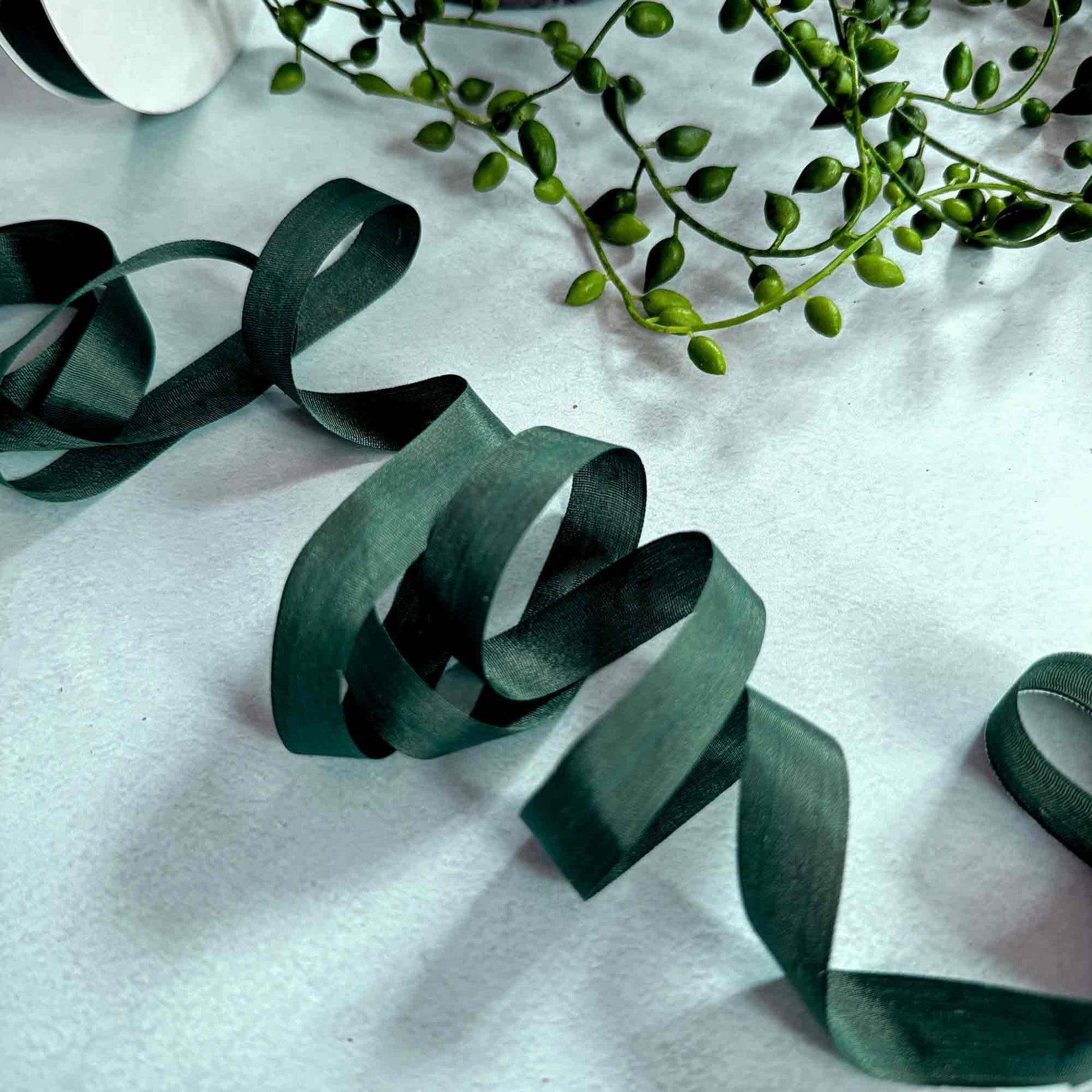 forest green 13mm silk ribbon
