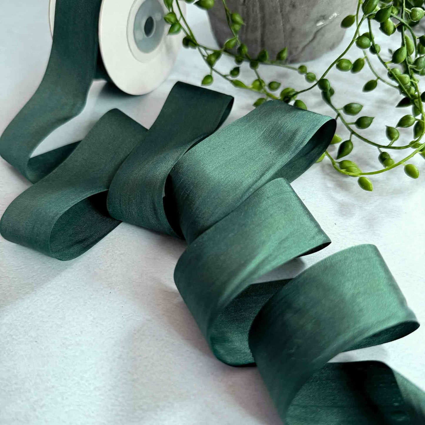 fine silk ribbon in forest green
