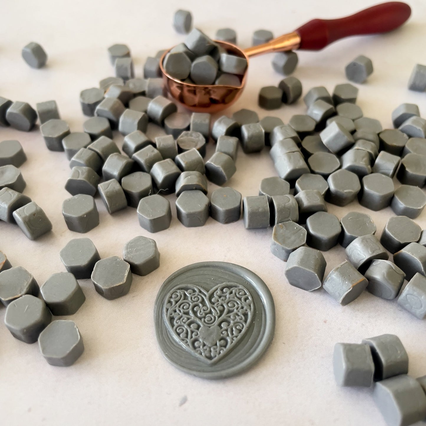 Grey wax for wax seals.  Eco friendly sealing wax beads by The Natural Paper Company