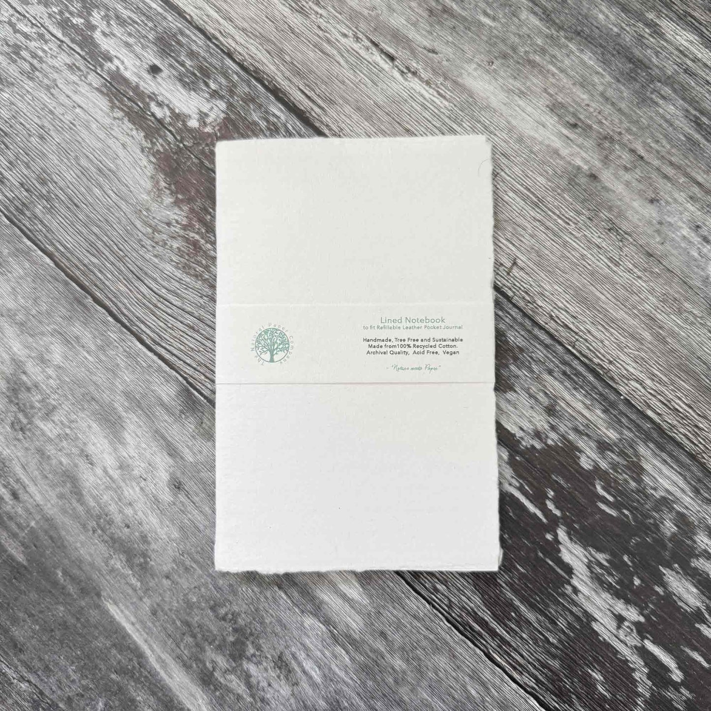 lined refill insert – handmade cotton paper, hand‑stitched for A6 leather journals