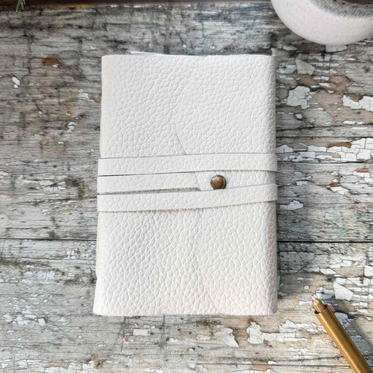 small cream leather notebook with acid free papaer