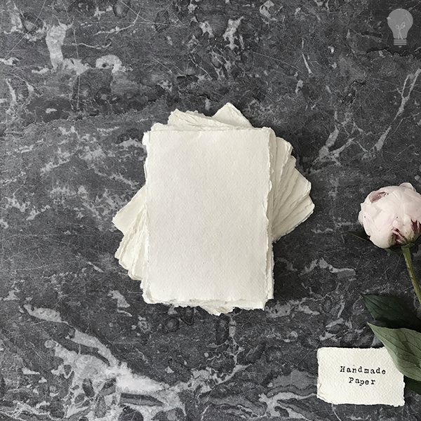A5 Handmade Card with a deckled edge in Natural White - 320 gsm  thenaturalpapercompany A6 (11cm x 15cm)  