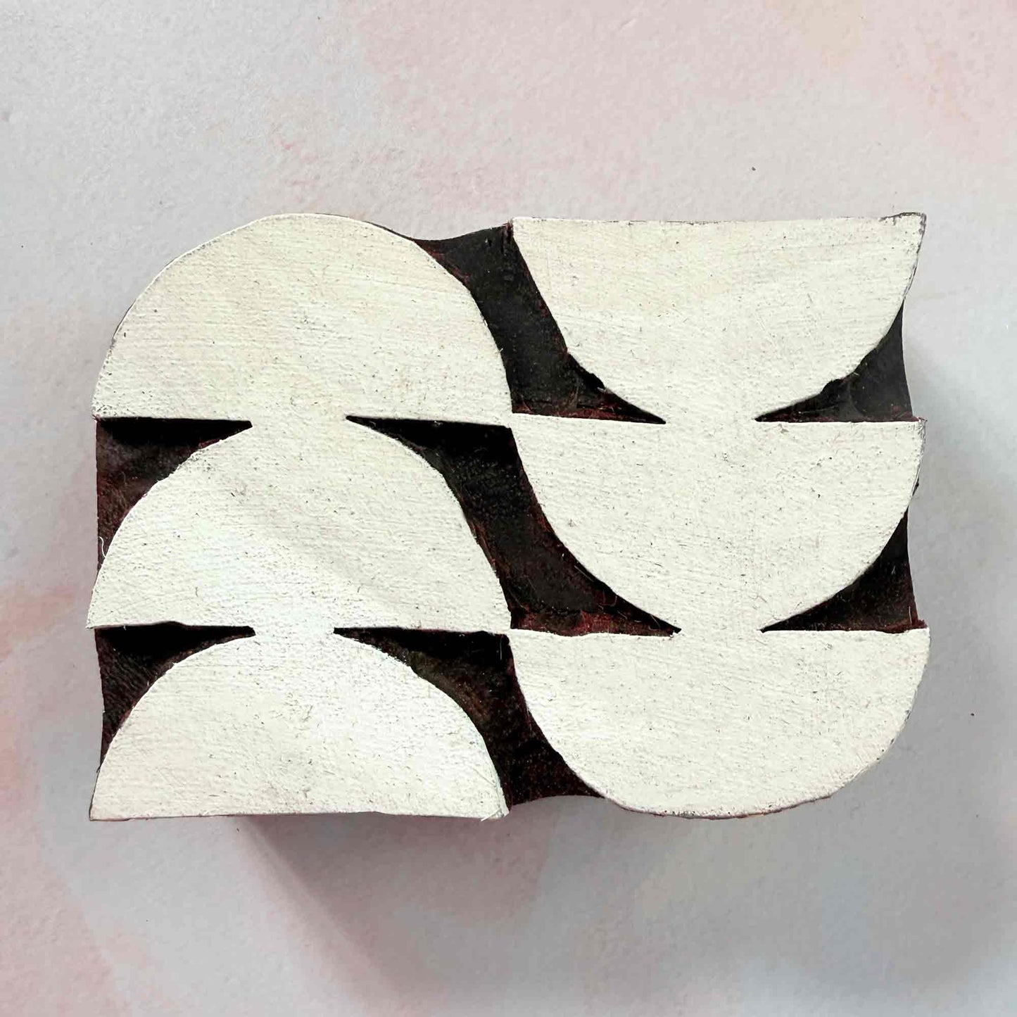 Harmony Indian wood block stamp — symmetrical curved shape printing block