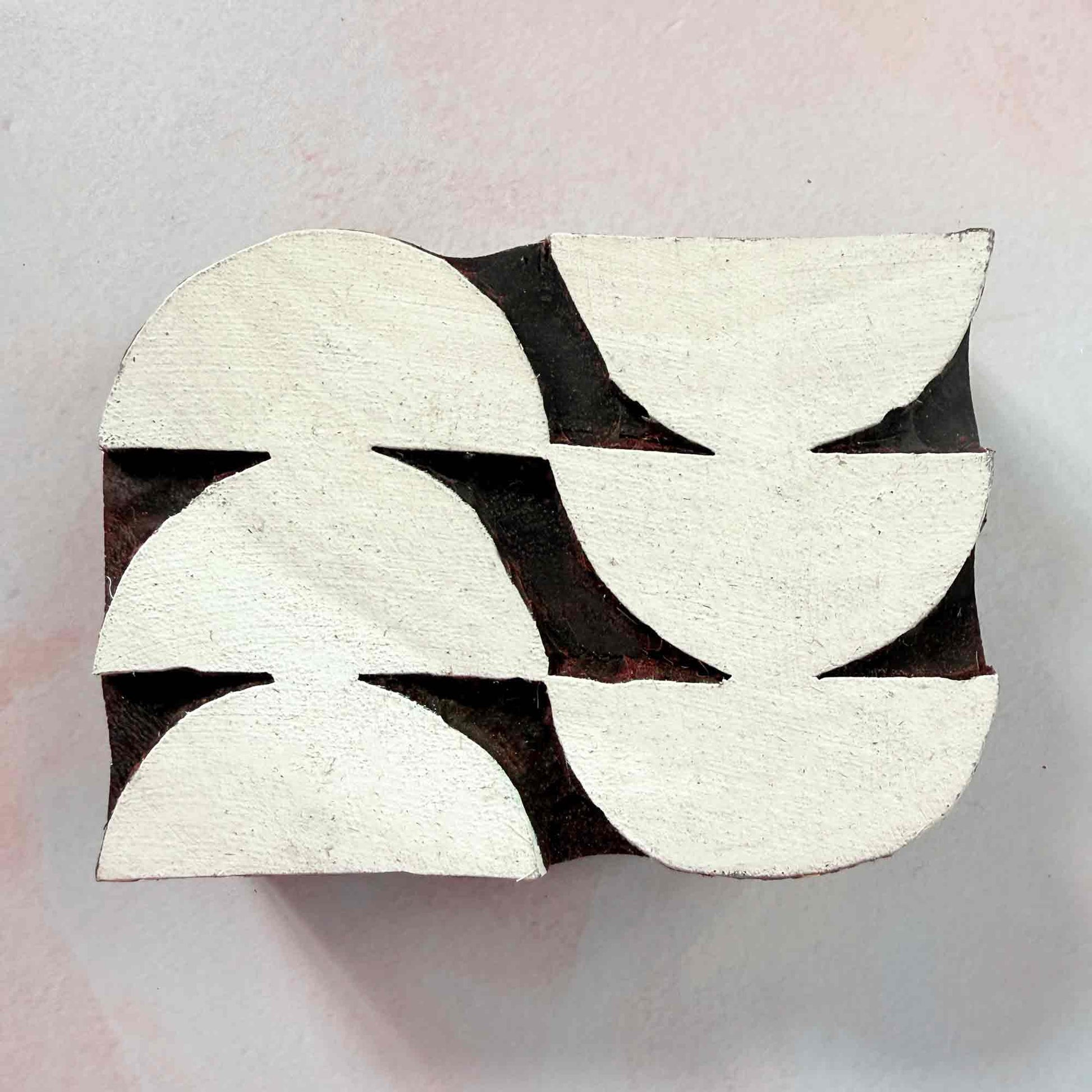 Harmony Indian wood block stamp — symmetrical curved shape printing block