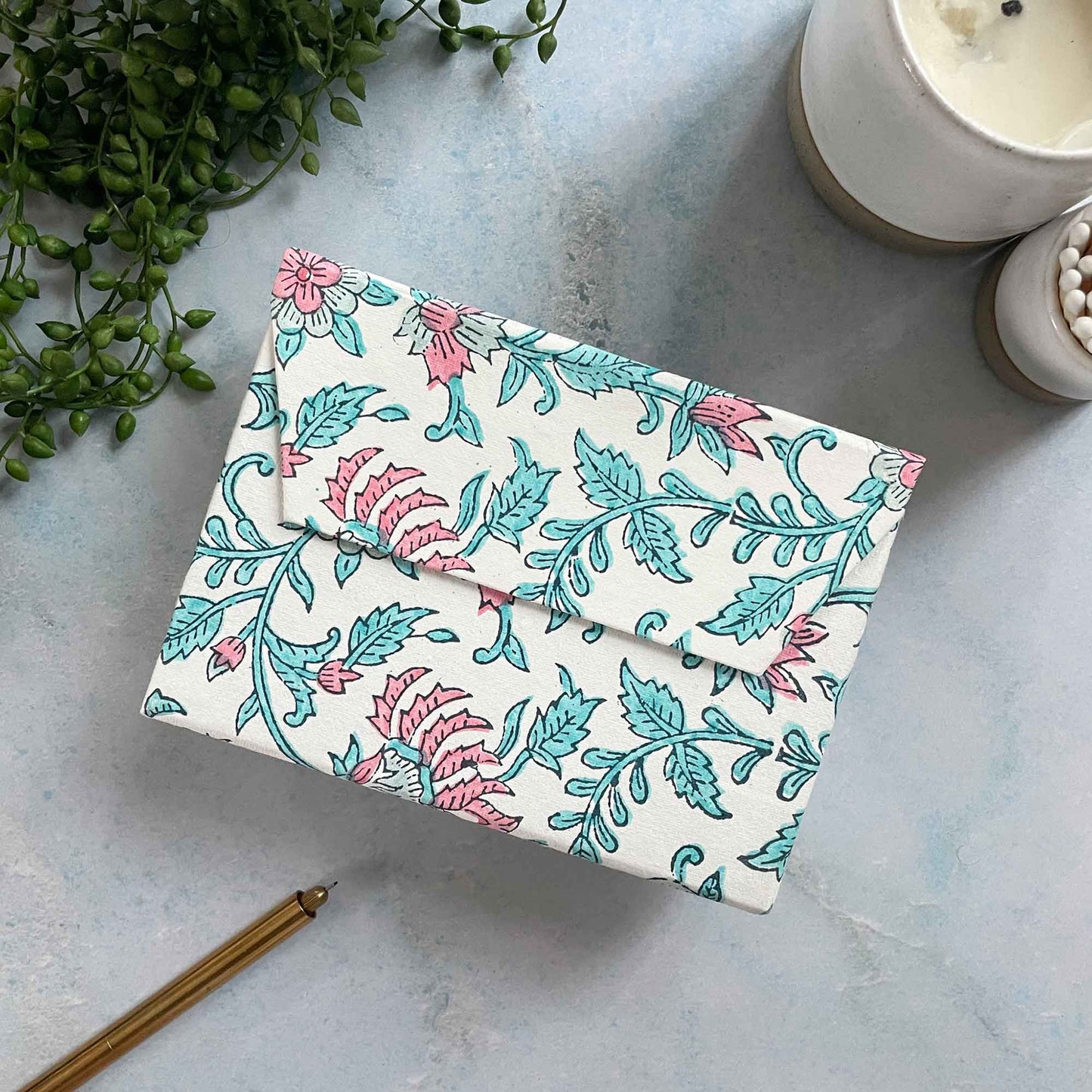 harriet note card set - Box of eco friendly note cards with block printed design.  Made from cotton rag paper