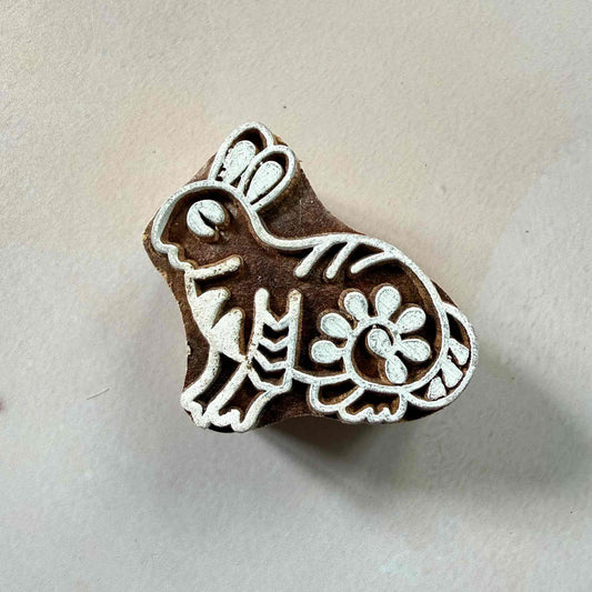 Wooden stamp with rabbit design 