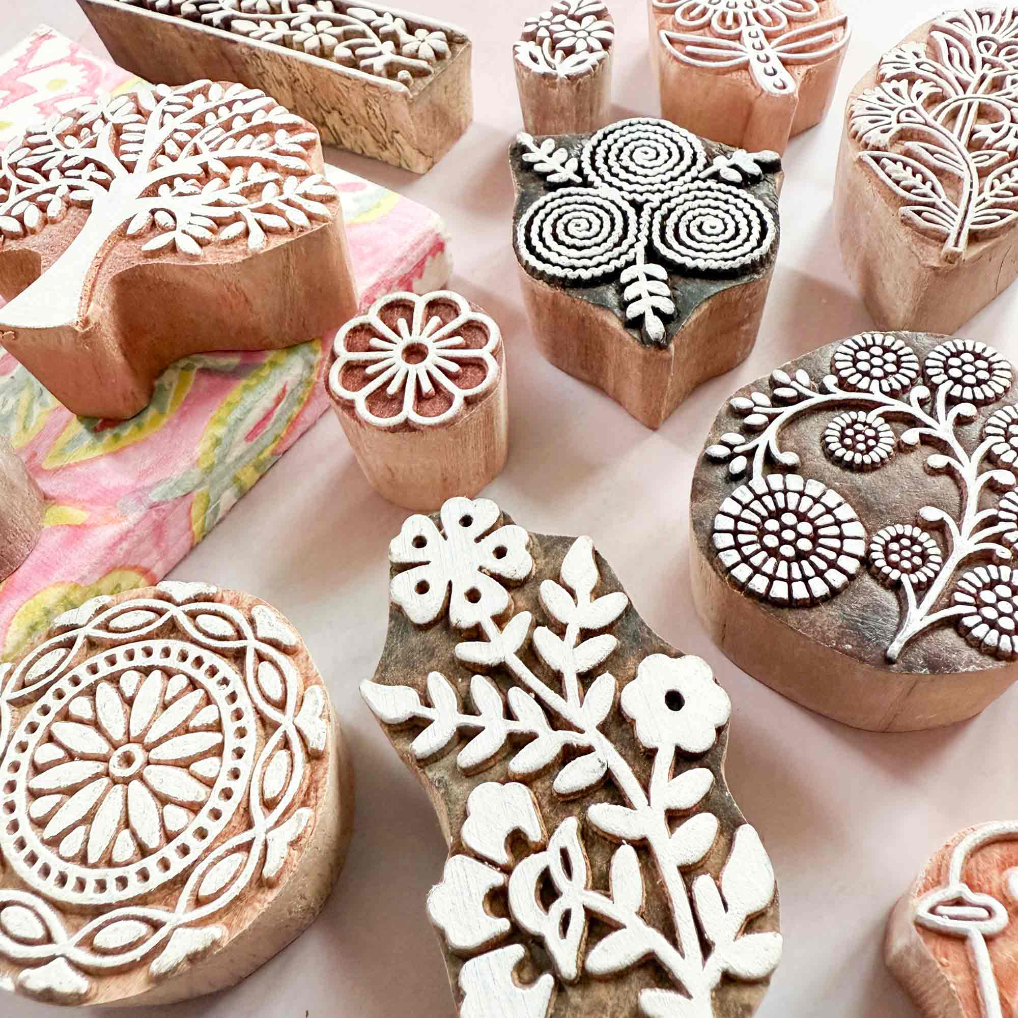 Collection of Indian Wood Block Stamps