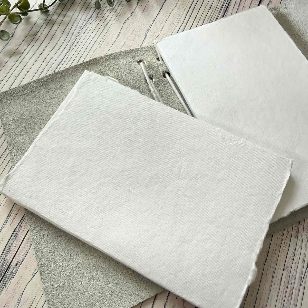 Ivory refillable leather notebook with removable handmade cotton paper inserts