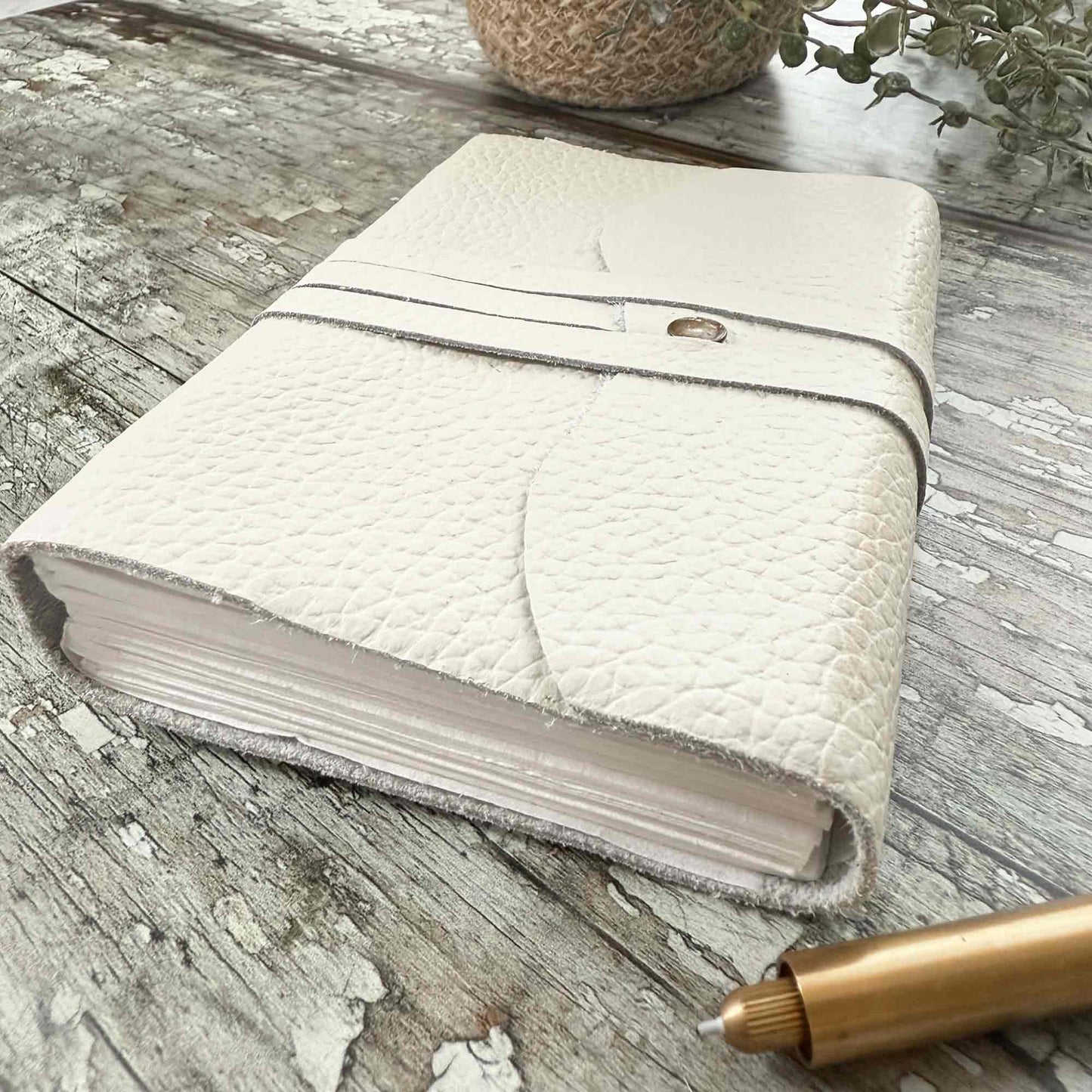 a6 ivory leather notebook with acid free cotton paper pages