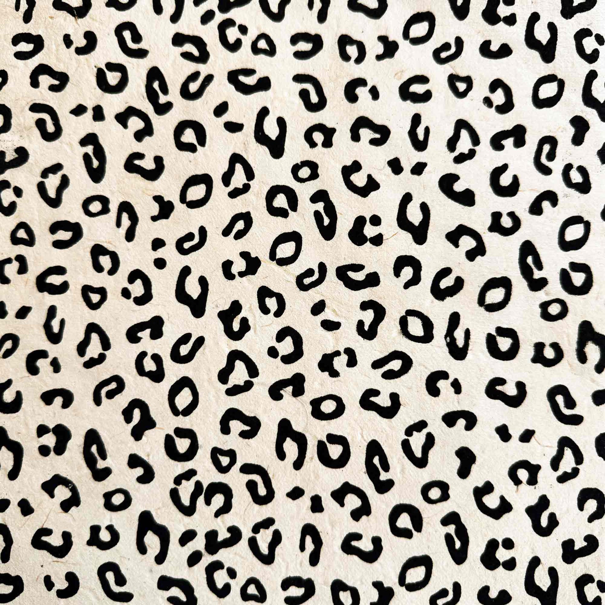 screen printed wrapping paper with leopard print