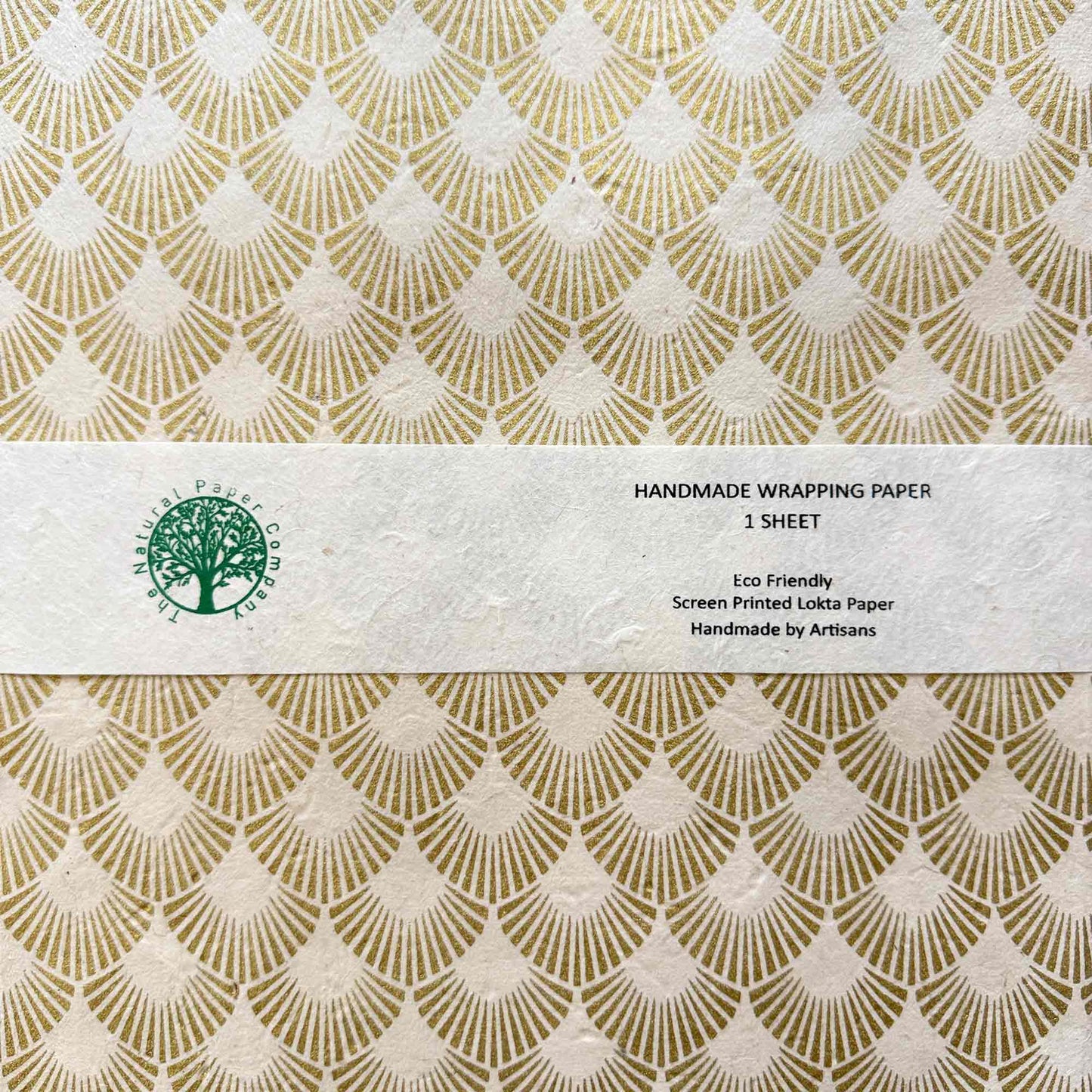 Natural Paper Company handmade Lokta wrapping paper sheet, eco-friendly screen printed sustainable gift wrap