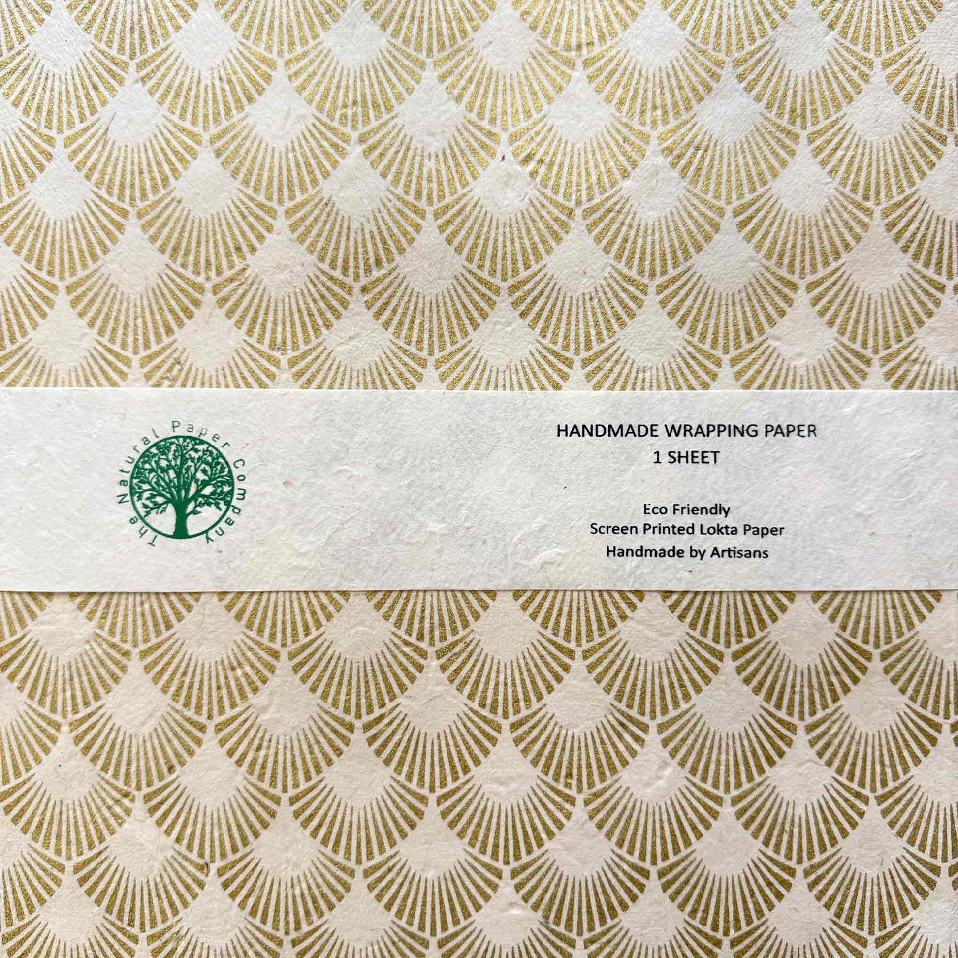 Natural Paper Company handmade Lokta wrapping paper sheet, eco-friendly screen printed sustainable gift wrap