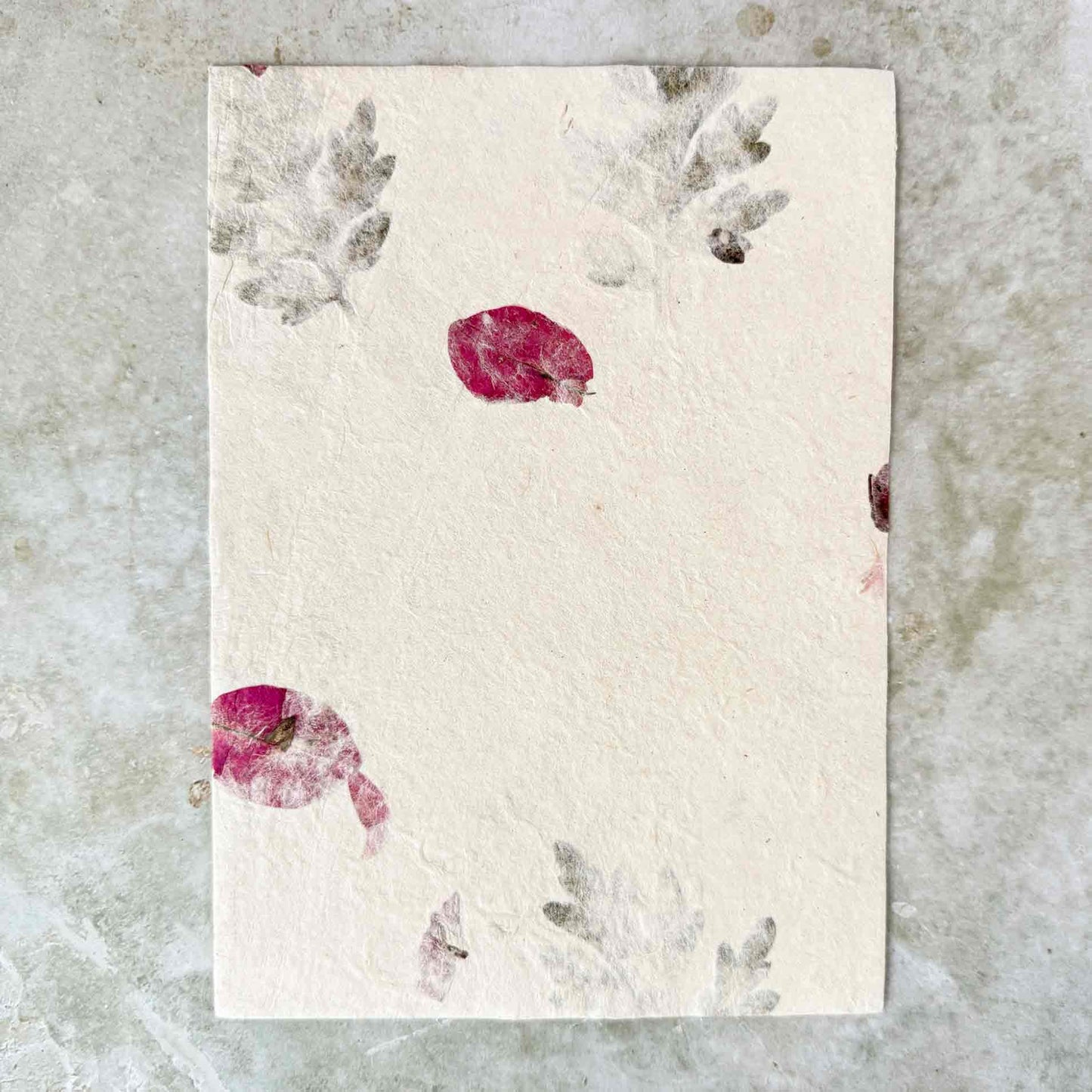 A5 size handmade lokta paper with dried flowers and leaves