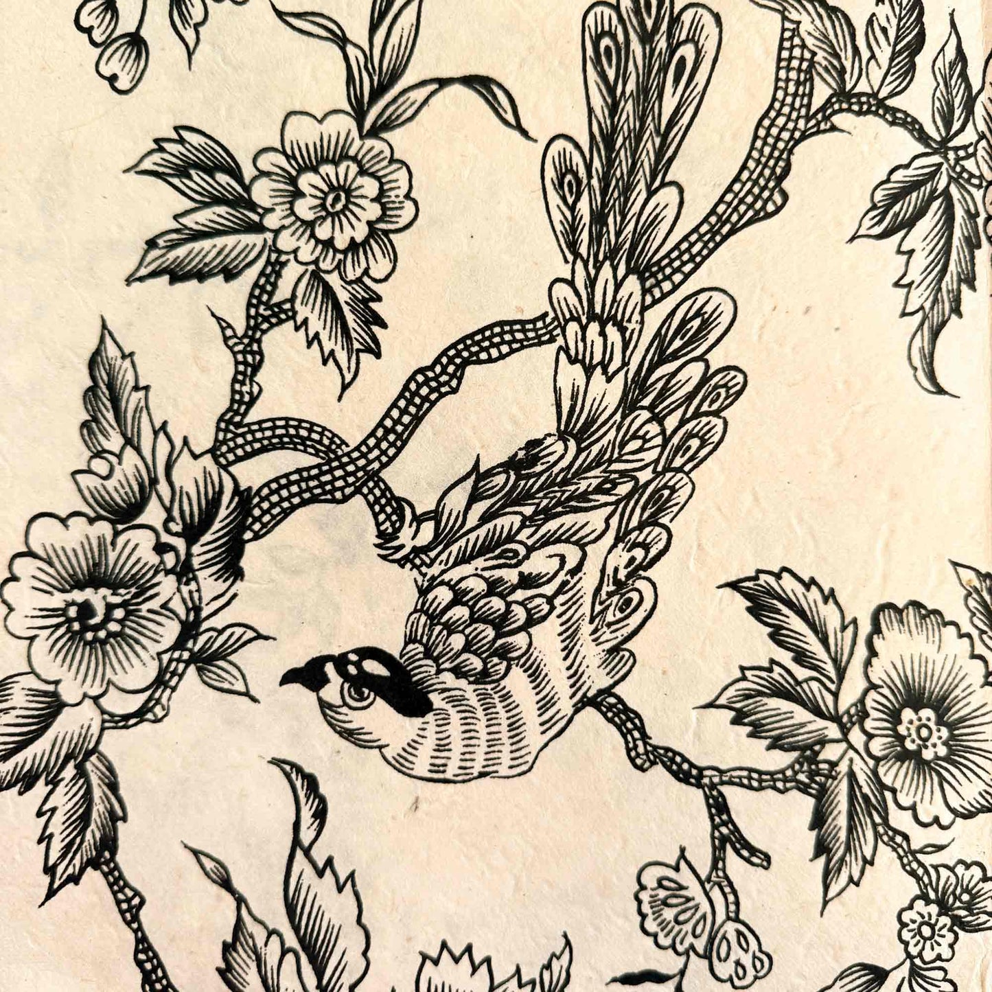 traditional pattern black and white wrapping paper with bird pattern