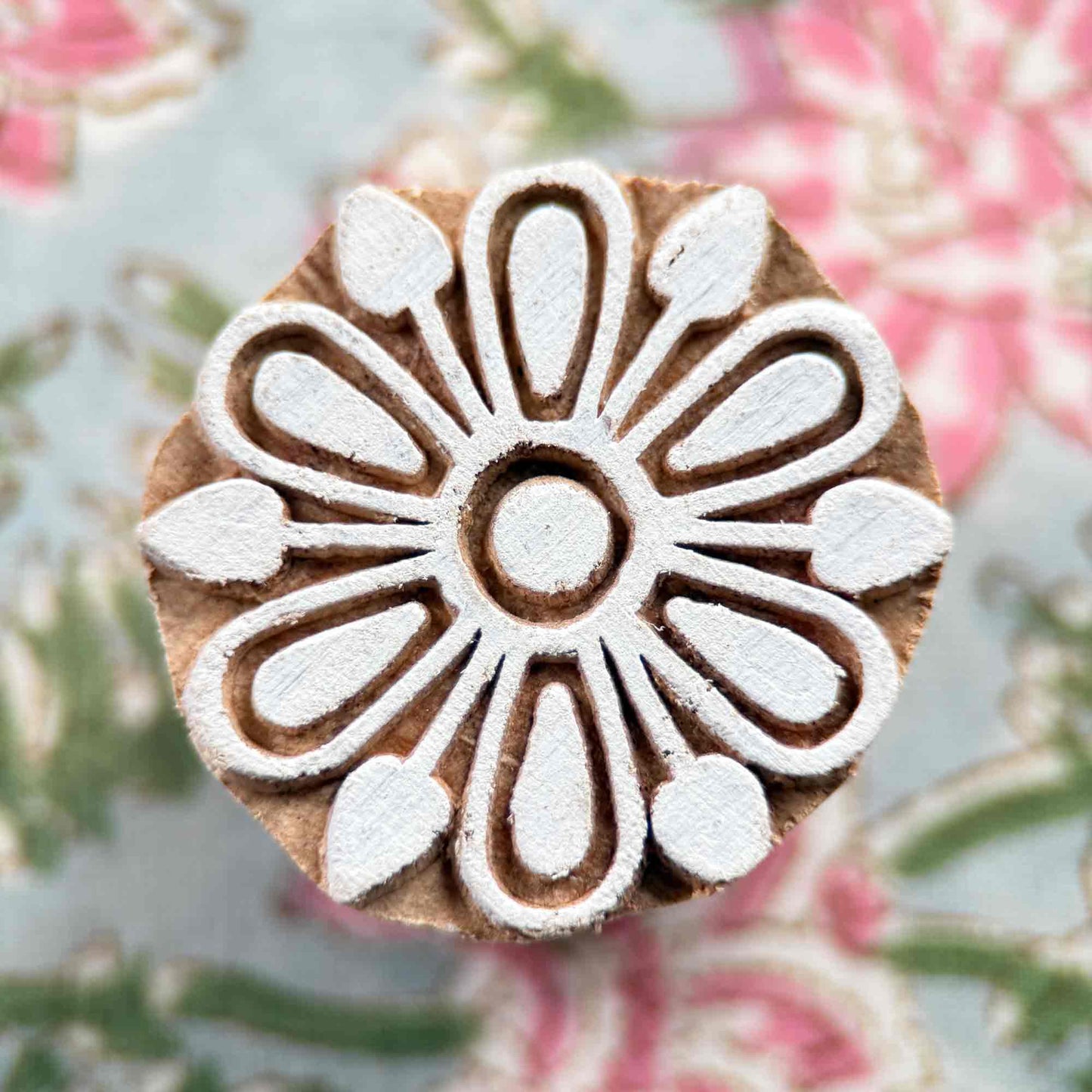 Decorative wooden stamp with floral pattern 