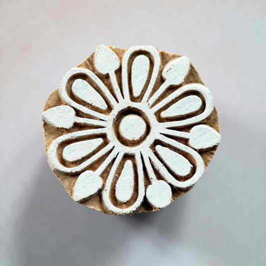 pretty flower design wooden stamp made in India
