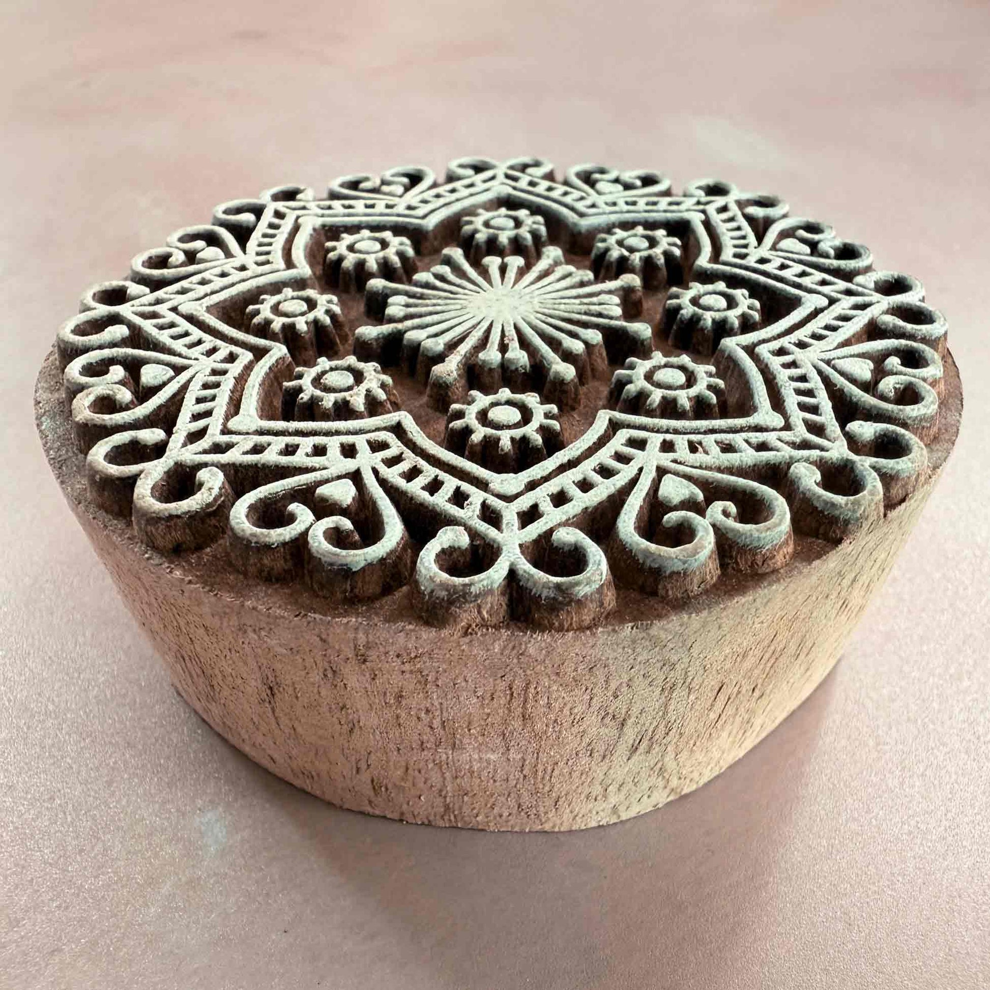 Wood block stamp with a pretty Mandala design