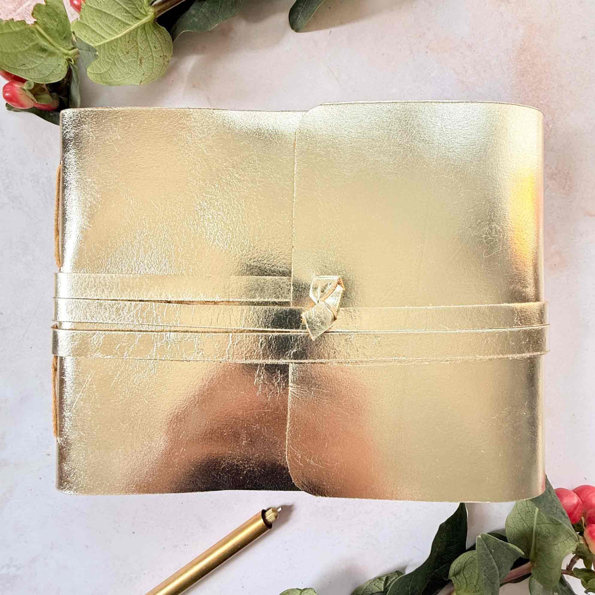 gold leather journal