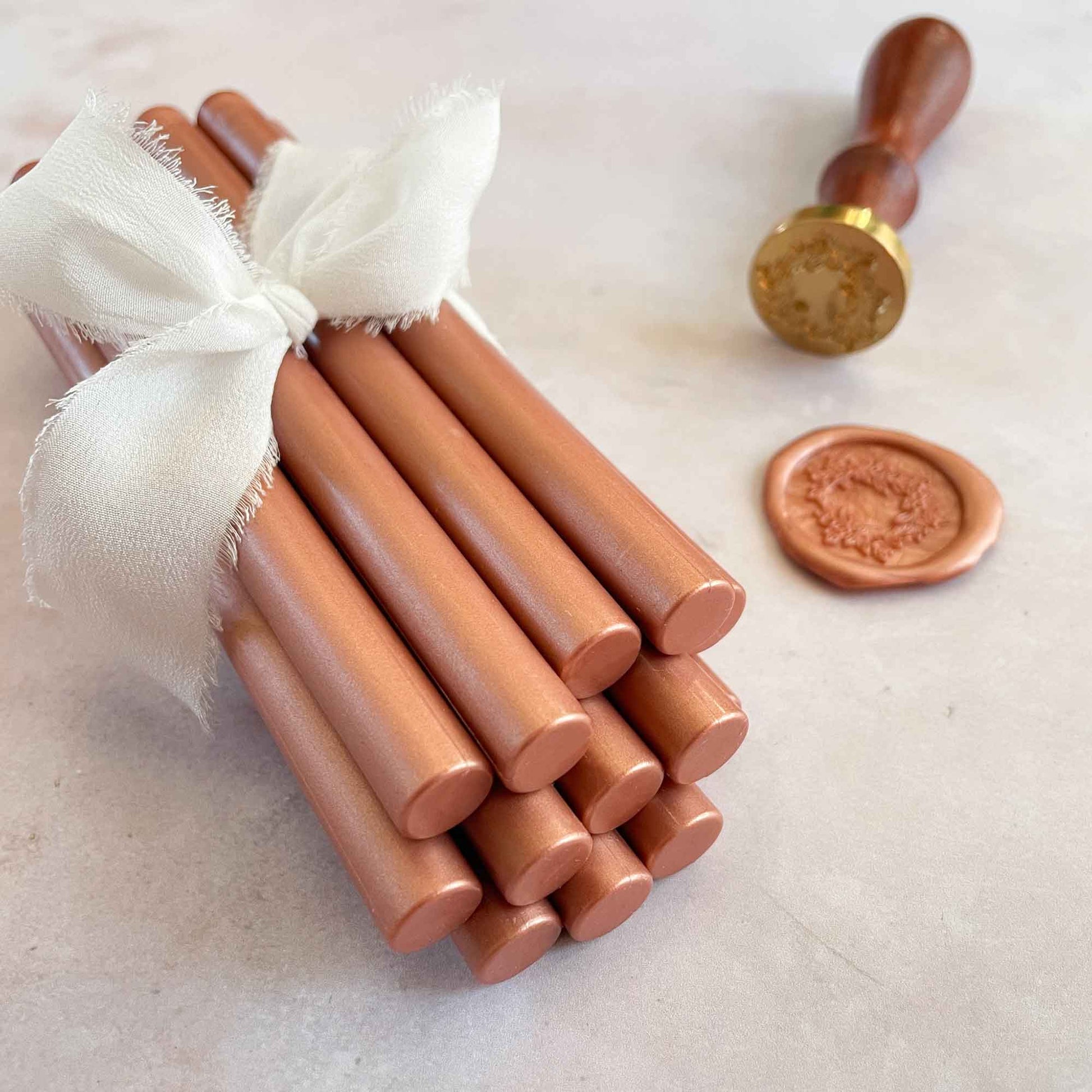 Rose Gold Eco Friendly Sealing Wax to Make Wax Seals.  By The Natural Paper Company