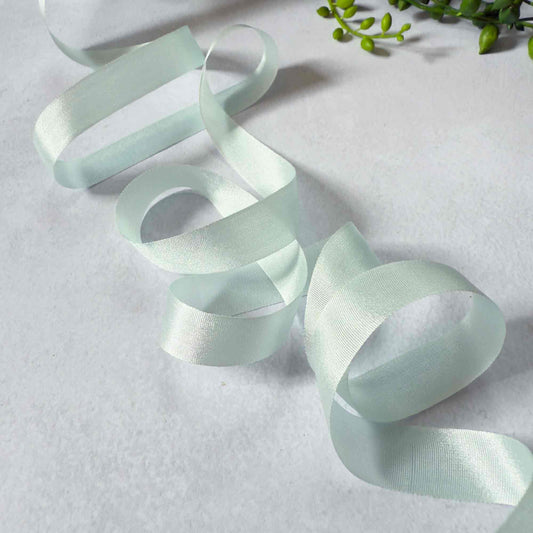 narrow silk ribbon in an light aquamarine colour