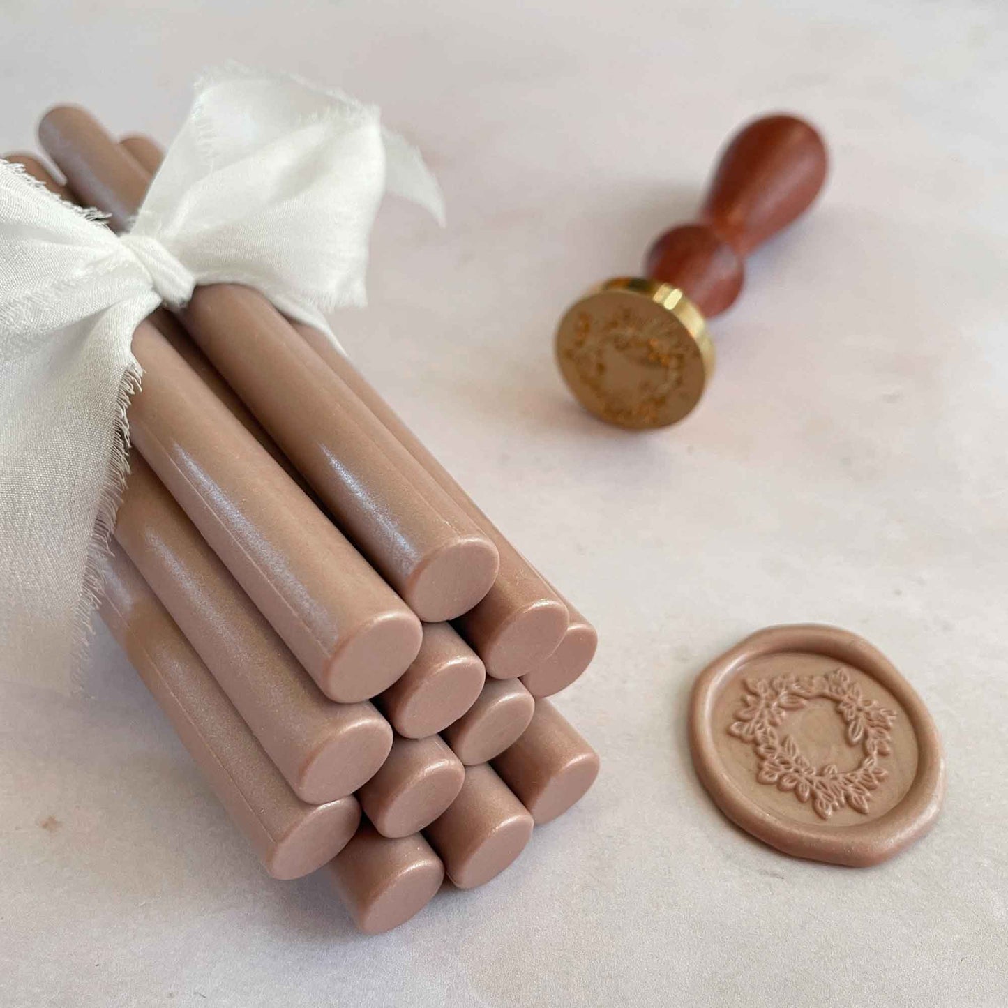 Mocha Mousse Colour Sealing Wax Sticks.  Make eco friendly wax seals in a minky brown colour