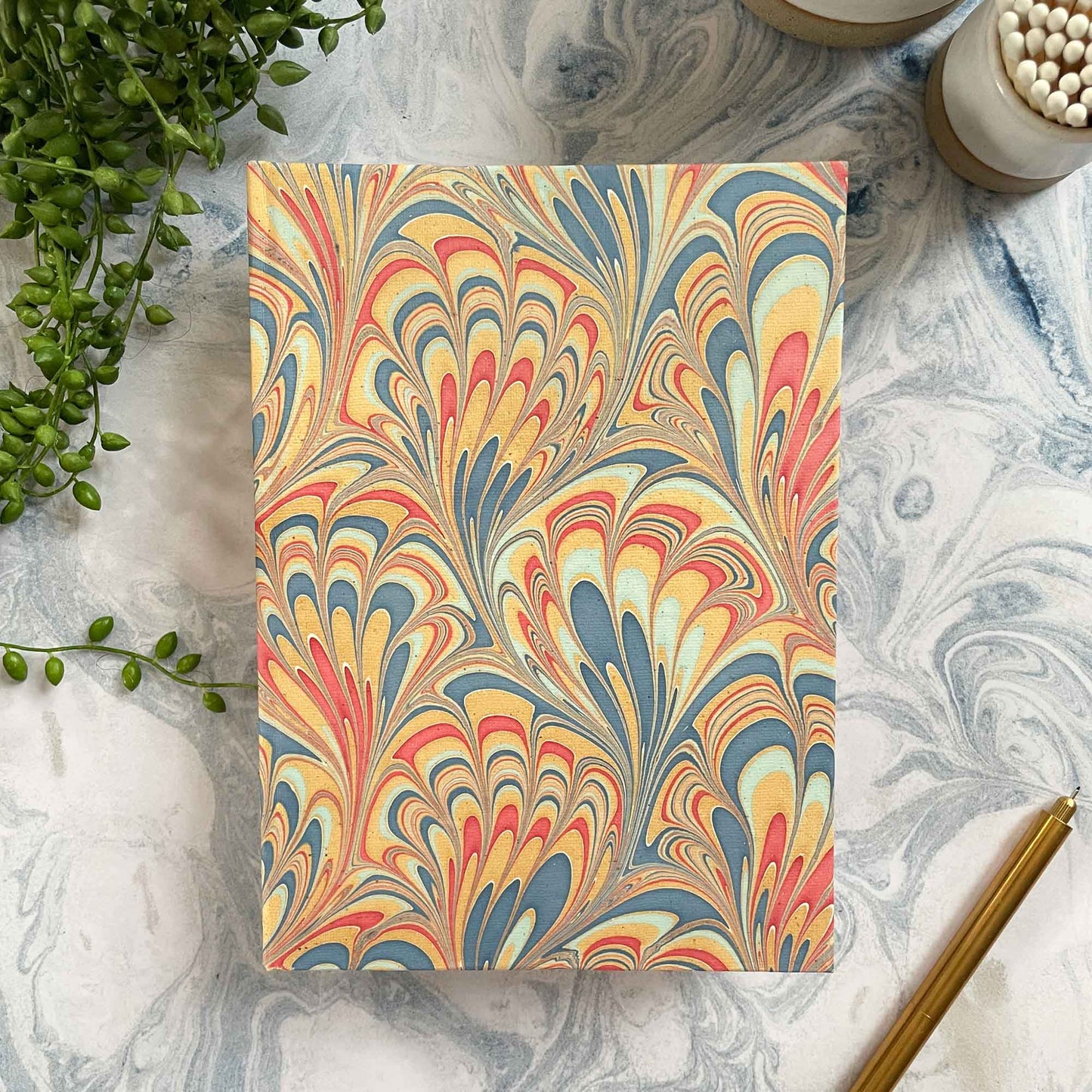 hand marbled journal with hard cover.  A5 notebook with gift box